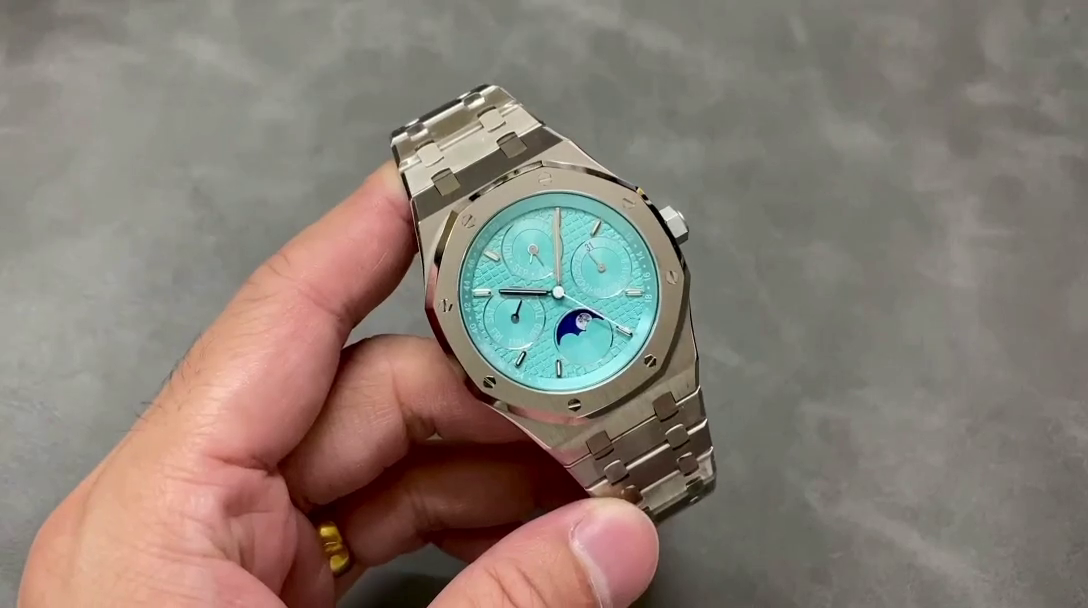 AP 1:1 Clone Royal Oak Perpetual Calendar 26613ST.OO.1220ST.01 Turquoise Blue Dial - QualitySwissReplica
