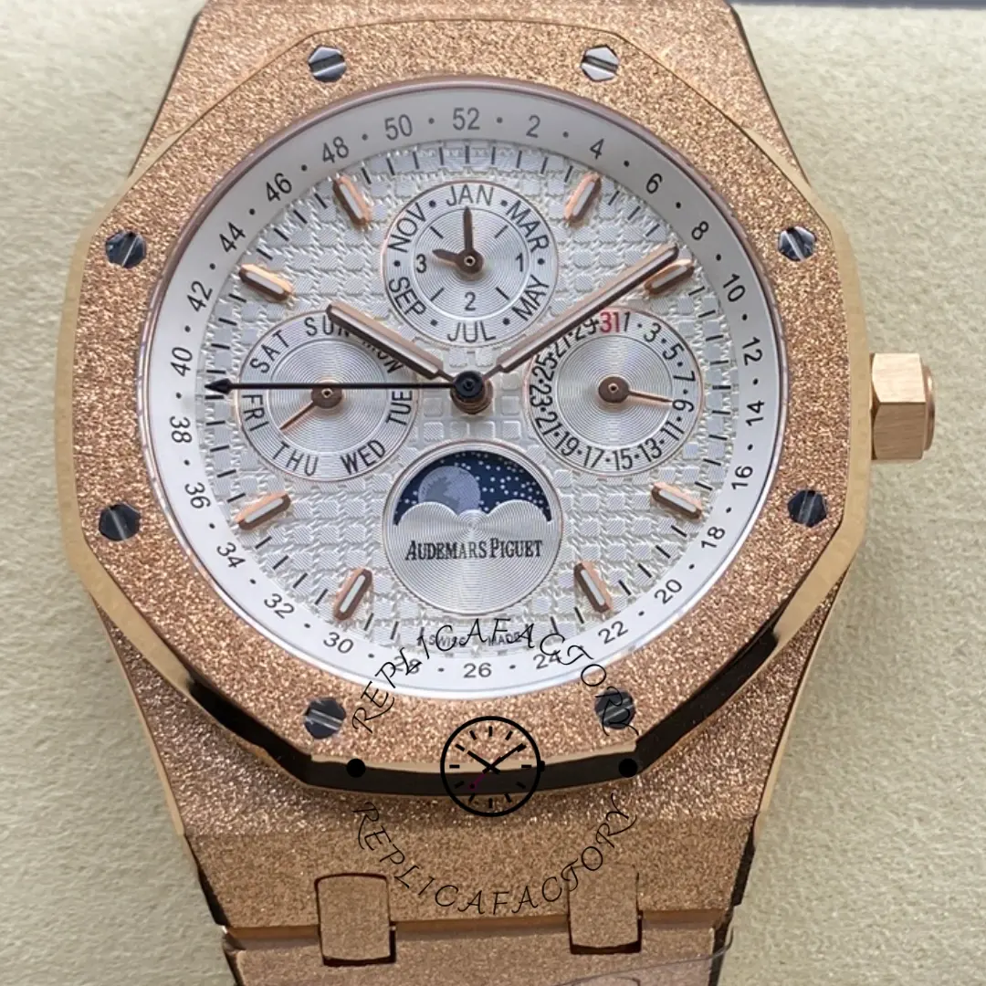 AP Royal Oak 1:1 Clone Perpetual Calendar 41 26574OR.OO.1220OR.01 Frosted Rose Gold - QualitySwissReplica