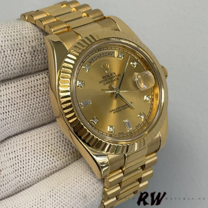 Rolex Day-Date 218238 Champagne Dial Yellow Gold 41MM Mens Replica Watch - QualitySwissReplica