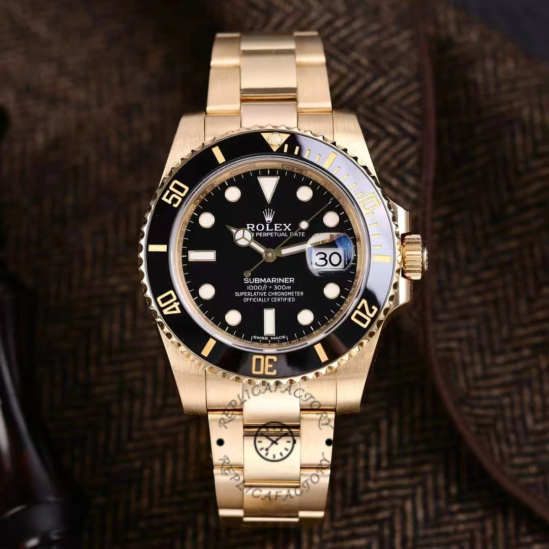 Rolex Submariner 116618 Yellow Gold Black Dial 40mm Mens Replica Watch - QualitySwissReplica