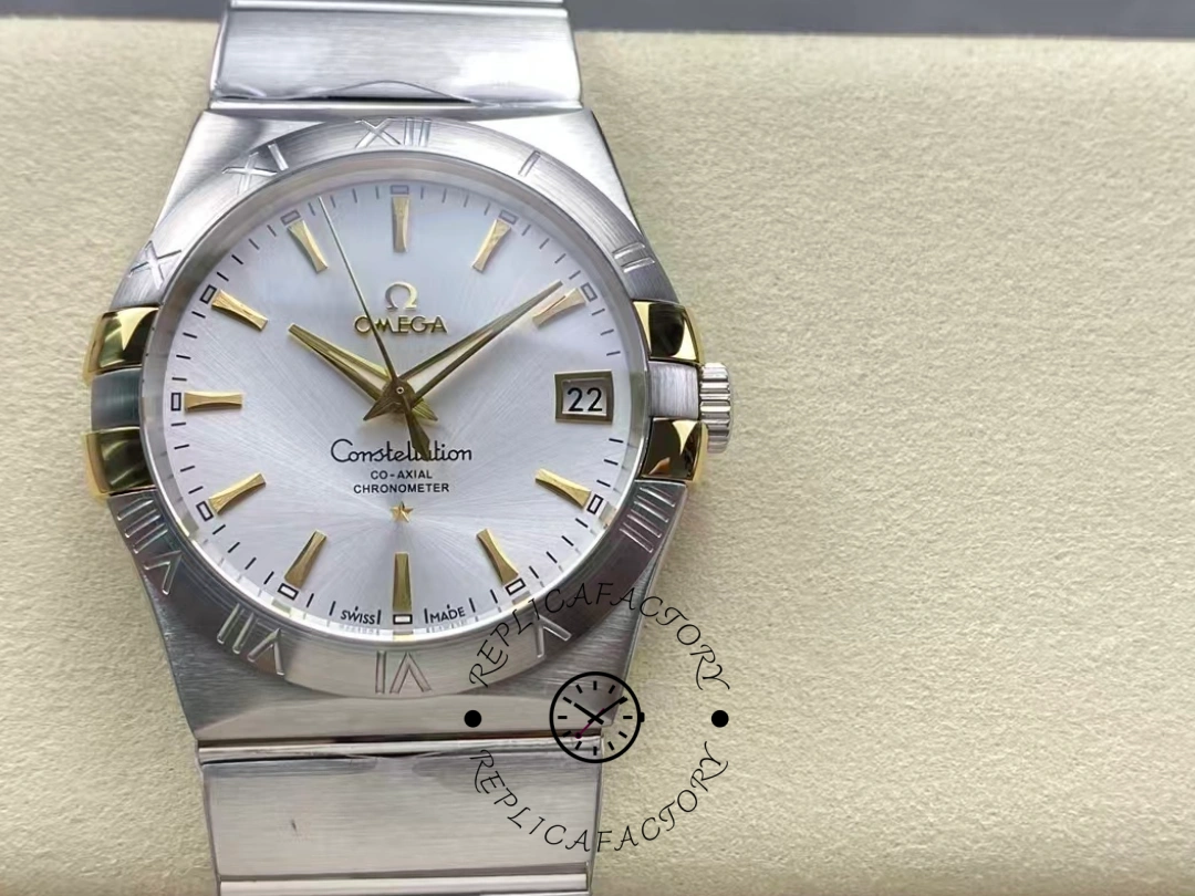 Omega Constellation Co-Axial Replica 123.20.38.21.02.005 Yellow Gold Index Watch - QualitySwissReplica