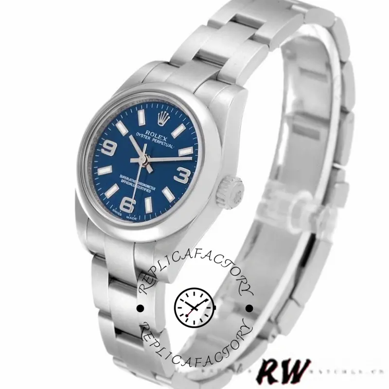 Rolex Oyster Perpetual 176200 Blue Dial Domed Bezel 26mm Lady Replica Watch - QualitySwissReplica