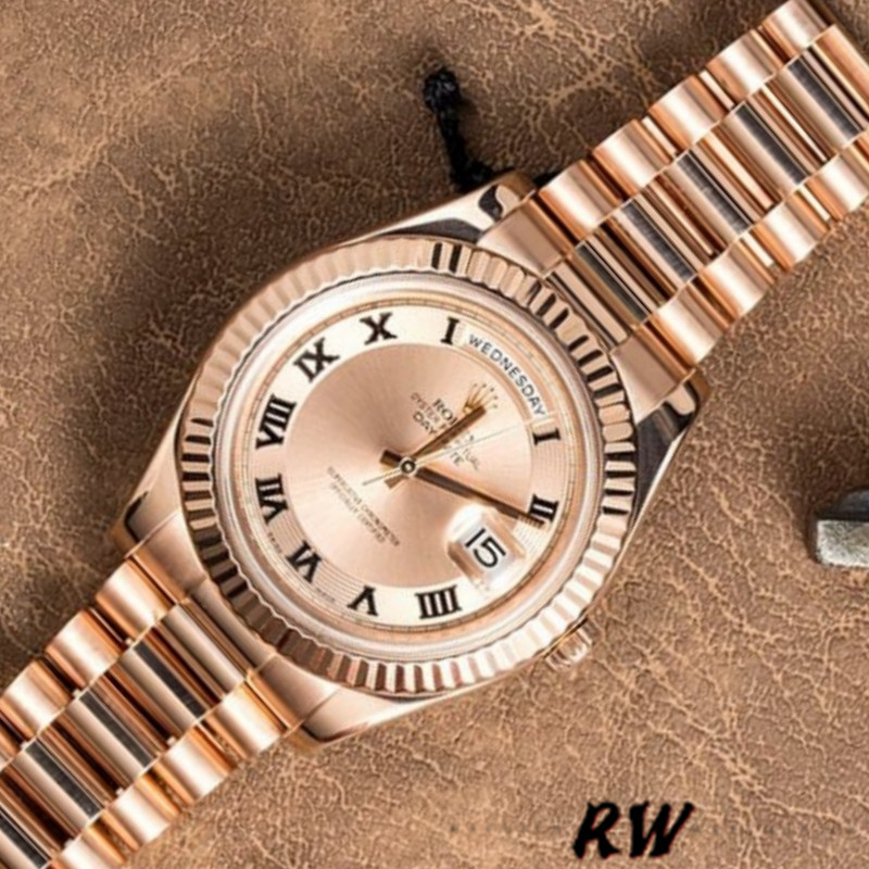 Rolex Day-Date 218235 Concentric Circle Champagne Dial Rose Gold 41MM Mens Replica Watch - QualitySwissReplica