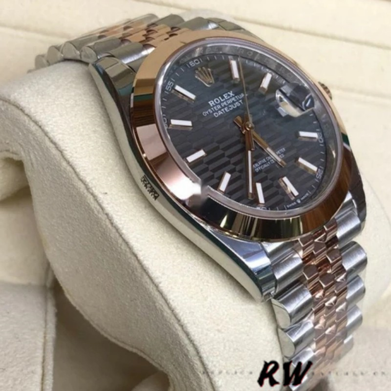Rolex Datejust 126301 Rose Gold Slate Grey Fluted Motif Dial 41MM Mens Replica Watch - QualitySwissReplica