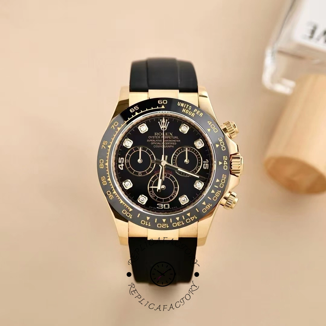 Rolex Daytona 116518LN Black Diamond Dial 40mm Mens Replica Watch - QualitySwissReplica