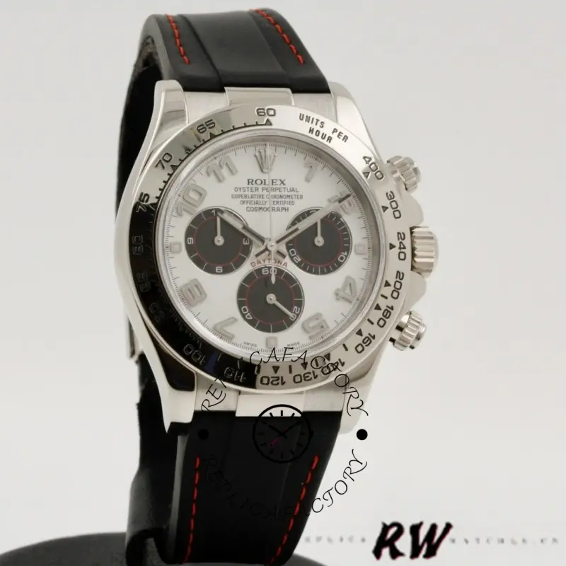 Rolex Daytona 116519 Panda Dial Black Rubber Strap 40mm Mens Replica Watch - QualitySwissReplica