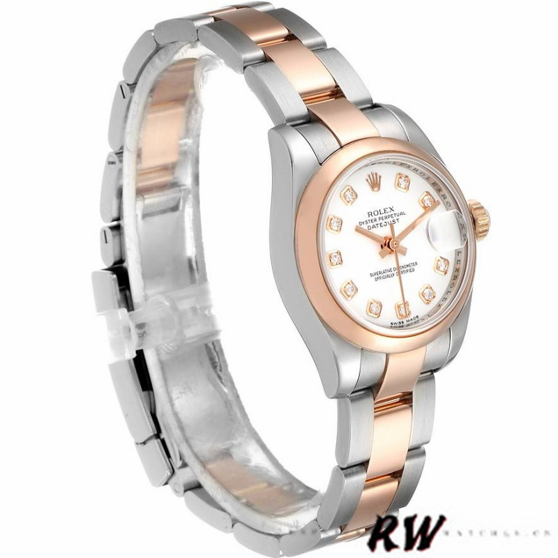 Rolex Datejust 179161 Stainless Steel and Everose Gold White Diamond Dial 26MM Lady Replica Watch - QualitySwissReplica