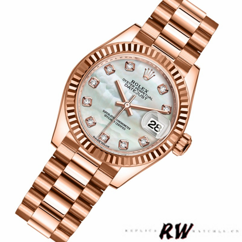 Rolex Datejust 279175 Mother Of Pearl Diamonds Dial Fluted Bezel 28mm Lady Replica Watch - QualitySwissReplica