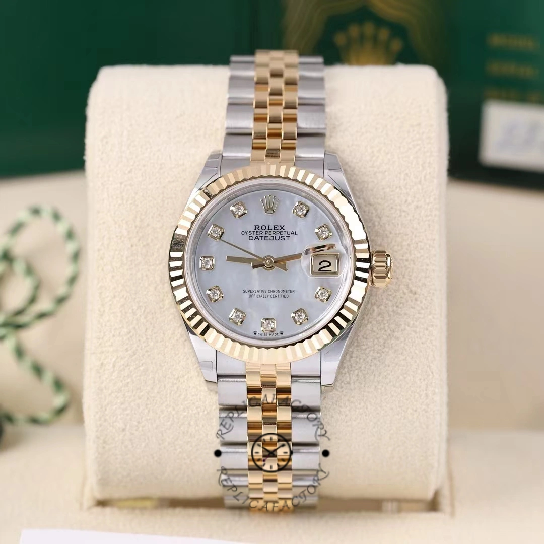 Rolex Datejust 279173 Mother Of Pearl Diamond Dial Fluted Bezel 28mm Lady Replica Watch - QualitySwissReplica