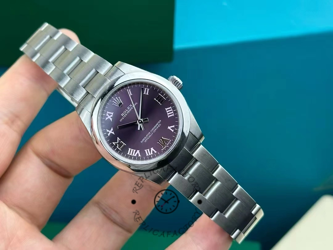 Rolex Oyster Perpetual 177200 Grape Red Dial 31mm Lady Replica Watch - QualitySwissReplica
