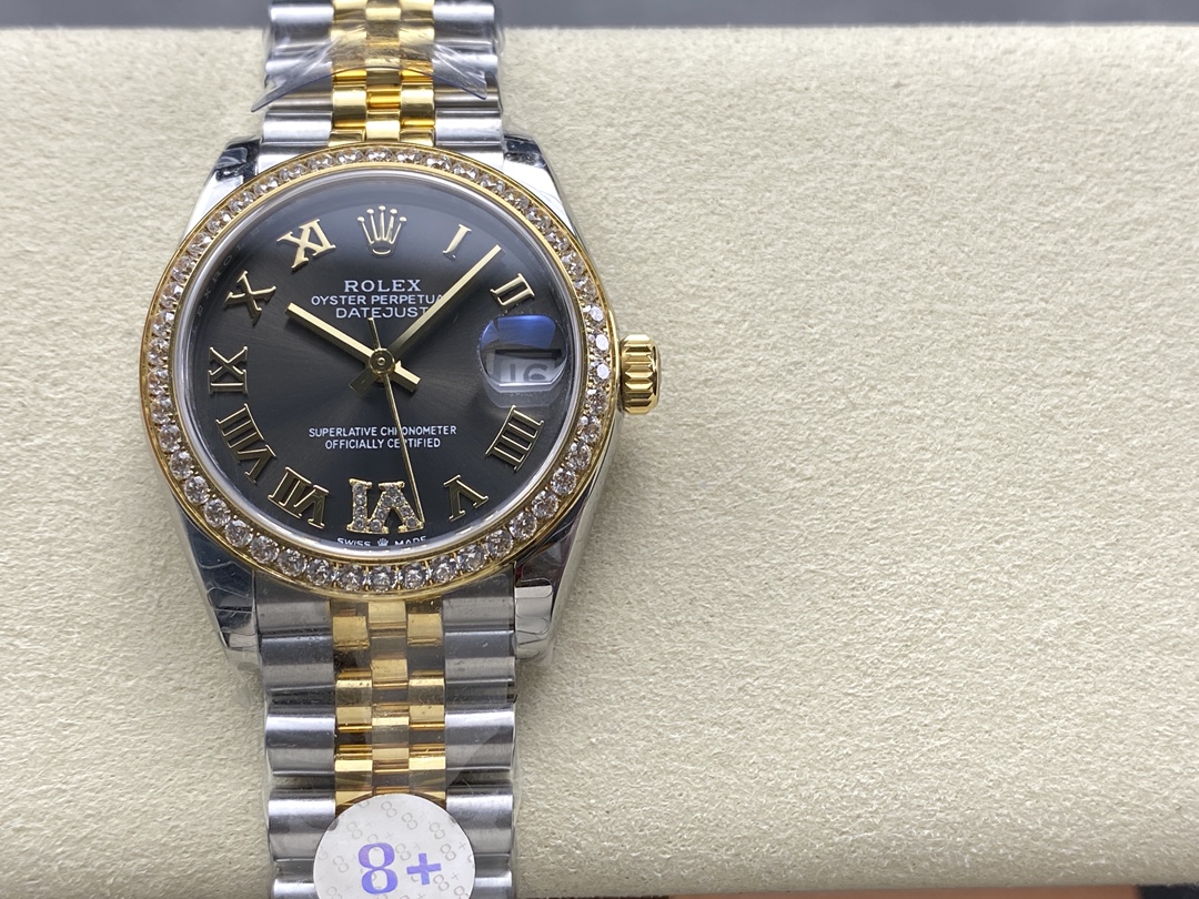 Rolex Datejust 31mm Stainless Steel and Yellow Gold 278383RBR 0018 Grey VI Roman Jubilee - QualitySwissReplica