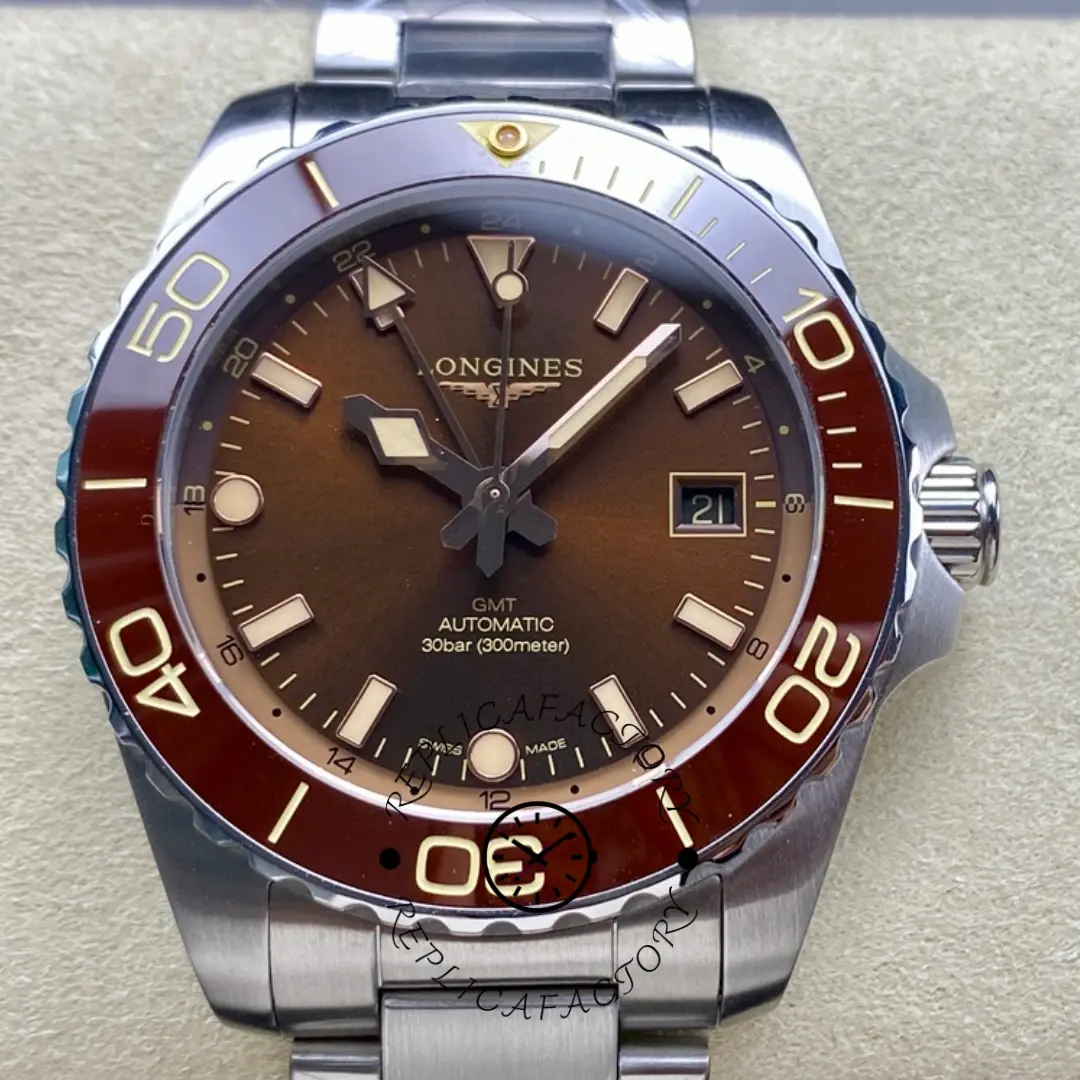 Longines 1:1 Clone HydroConquest GMT 41 Automatic L3.790.4.66.6 Brown Dial - QualitySwissReplica