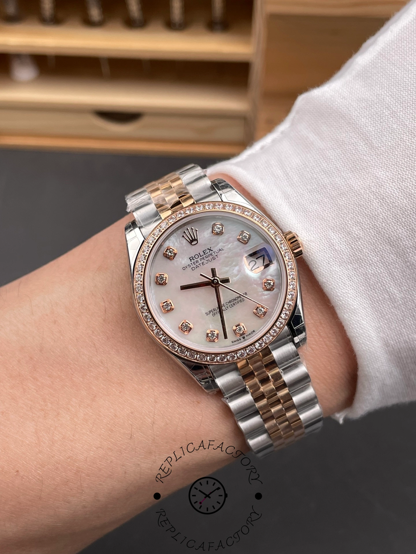 Rolex Datejust 31mm Stainless Steel and Rose Gold 278381RBR Mop Diamond Jubilee - QualitySwissReplica
