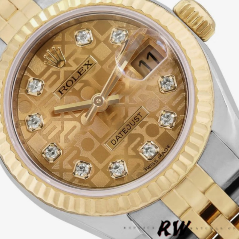 Rolex Datejust 179173 Jubilee Champagne Diamond Dial Fluted Bezel 26MM Lady Replica Watch - QualitySwissReplica