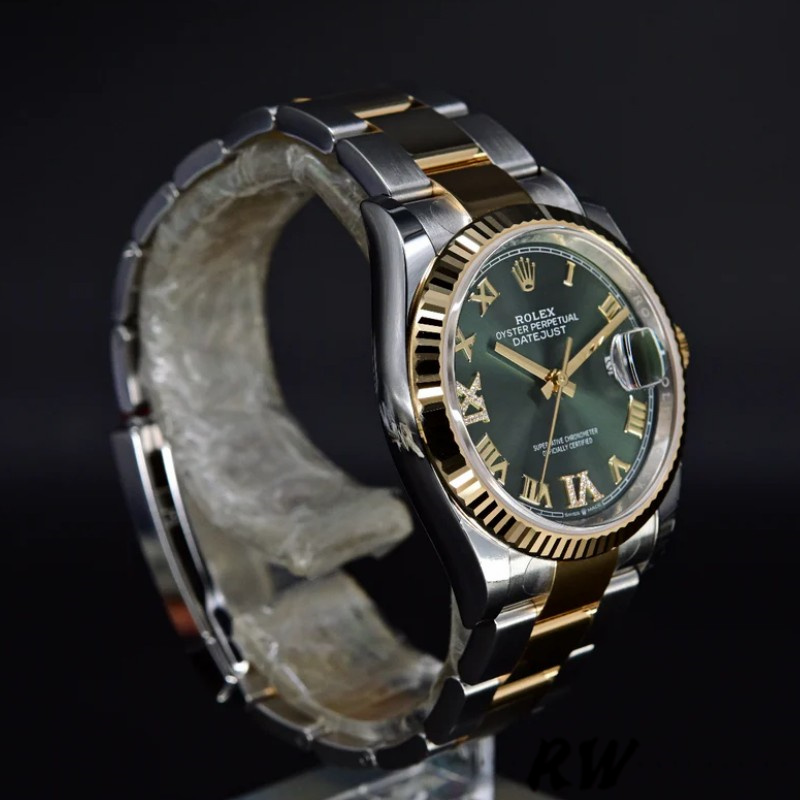 Rolex Datejust 126233 Olive Green Dial Yellow Gold and Oystersteel 36MM Unisex Replica Watch - QualitySwissReplica
