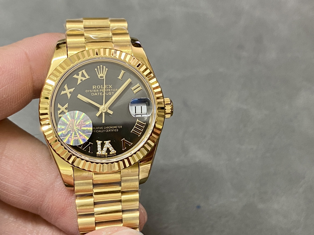 Rolex Datejust 31mm Yellow Gold M278278 0032 Dark Grey Roman VI President - QualitySwissReplica