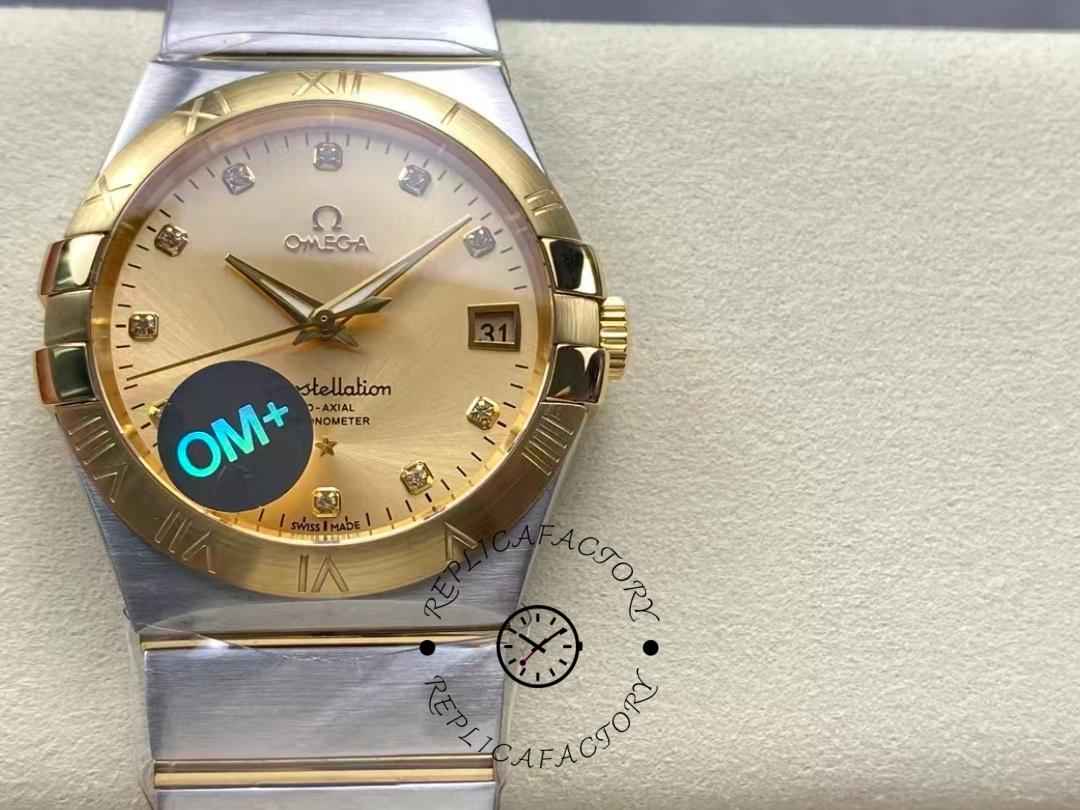 Omega Constellation Automatic Champagne Diamonds Dial 123.20.38.21.58.001 Clone - QualitySwissReplica