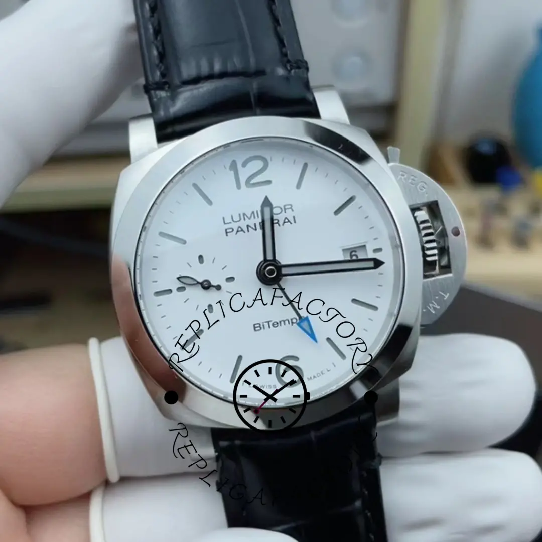 Panerai PAM01367 1:1 Clone Luminor Quaranta BiTempo 40MM Leather Strap - QualitySwissReplica