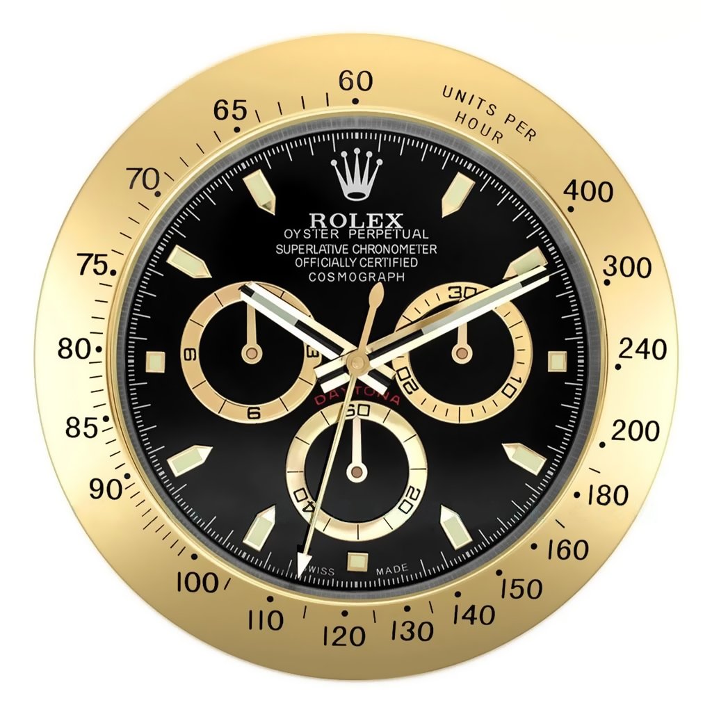 Rolex Daytona Gold & Black Wall Clock - QualitySwissReplica