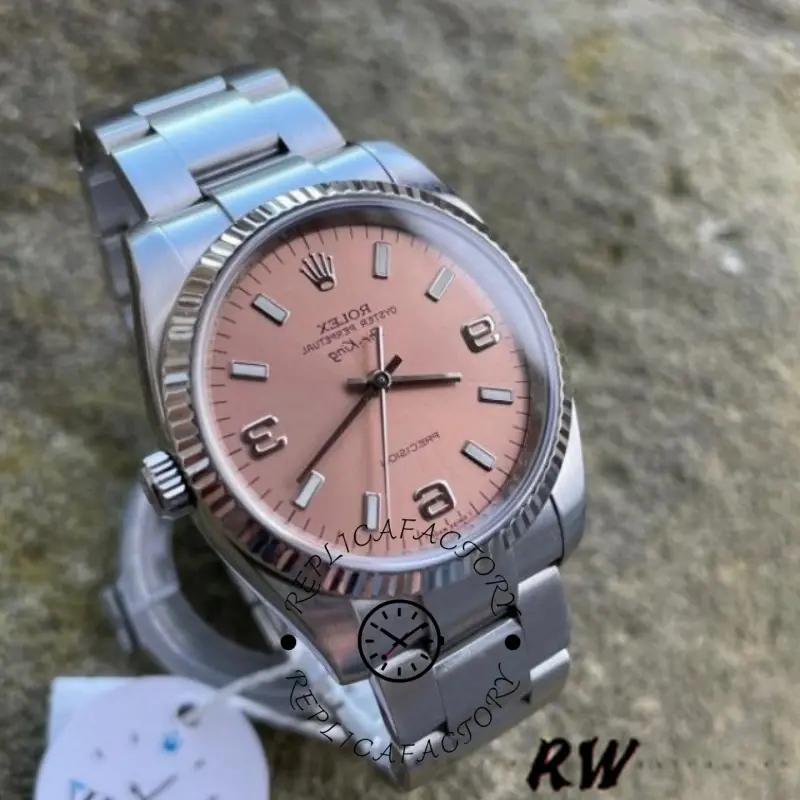 Rolex Oyster Perpetual Air-King 114234 Pink Dial 34mm Unisex Replica Watch - QualitySwissReplica