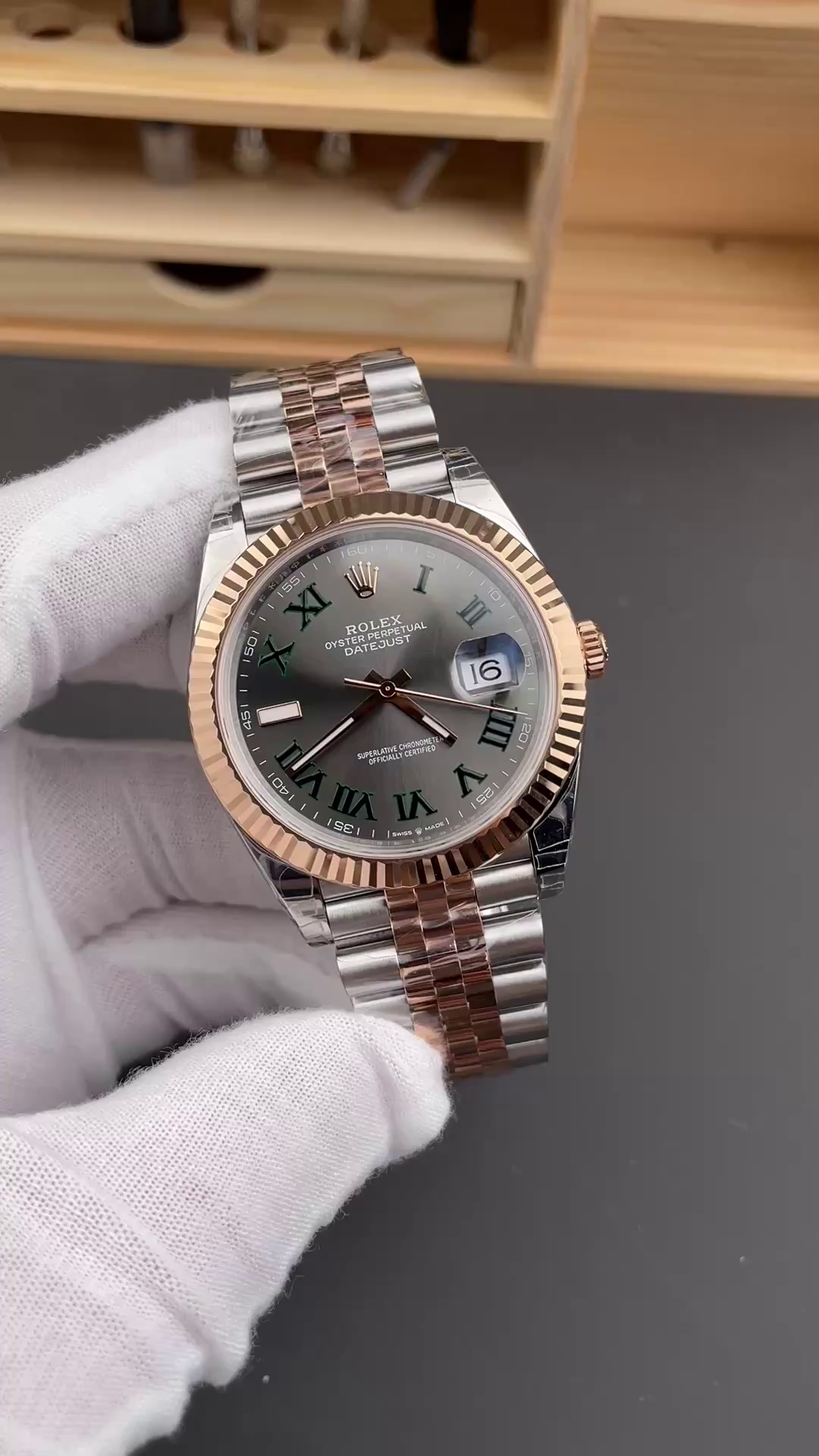 Rolex Datejust 41 Everose Gold Oystersteel Grey Dial m126331 0016 - QualitySwissReplica