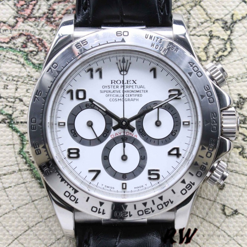Rolex Daytona 16519 White Dial Black Leather strap 40mm Mens Replica Watch - QualitySwissReplica