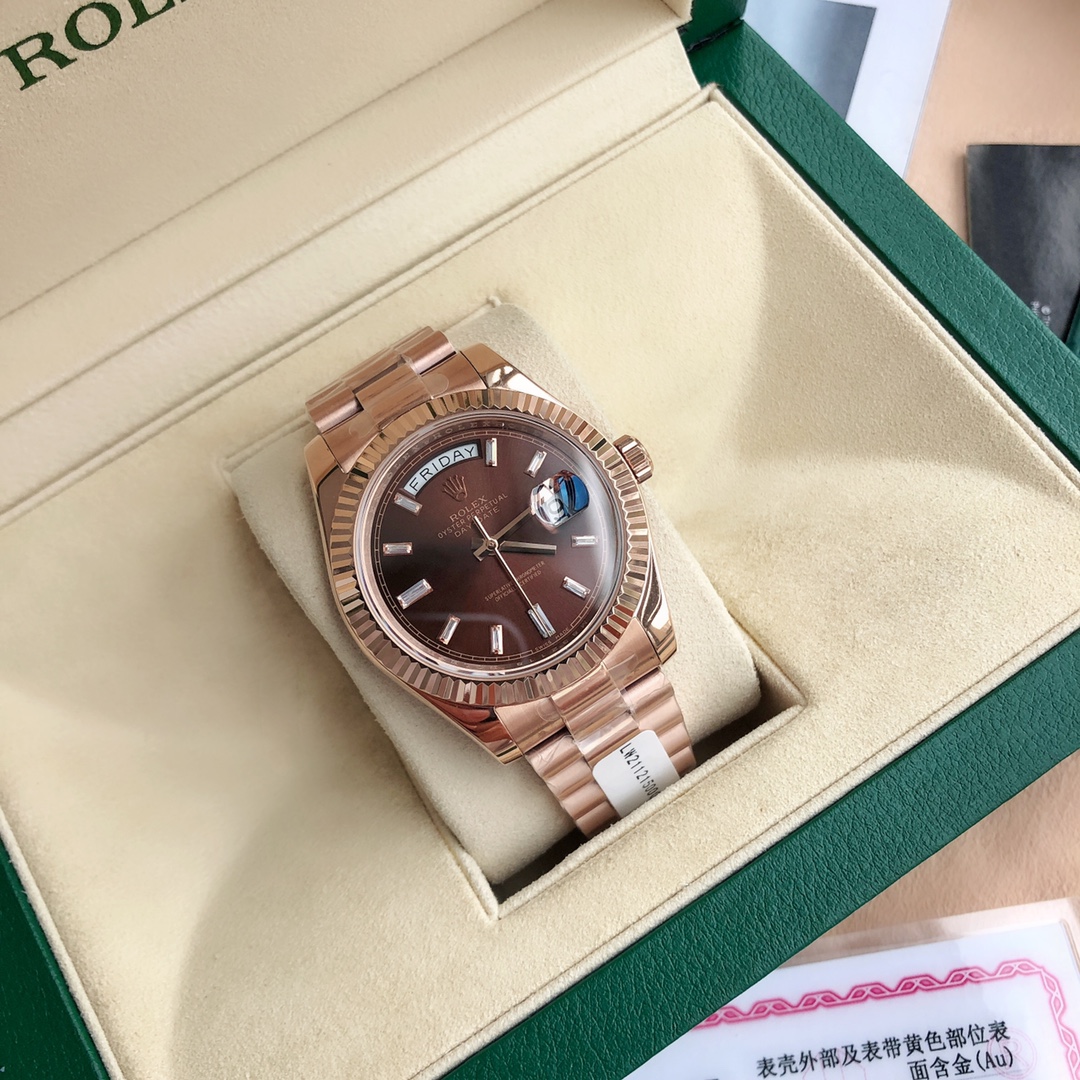 Rolex Day-Date 118235 Everose Gold Case Chocolate Dial 36mm Unisex Replica Watch - QualitySwissReplica