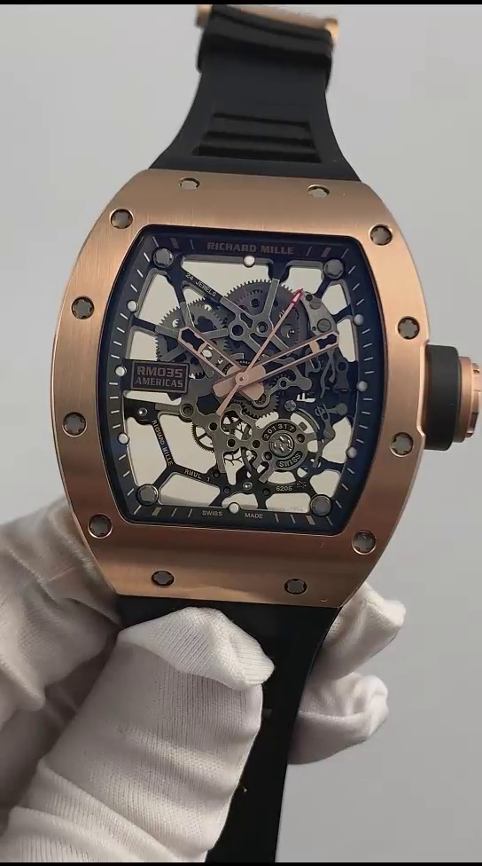 Richard Mille RM 035 Black Toro Nadal Rose Gold Replica Watch - QualitySwissReplica
