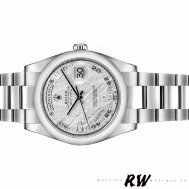 Rolex Day-Date 118209 White Gold Meteorite Grey Dial 36mm Unisex Replica Watch - QualitySwissReplica
