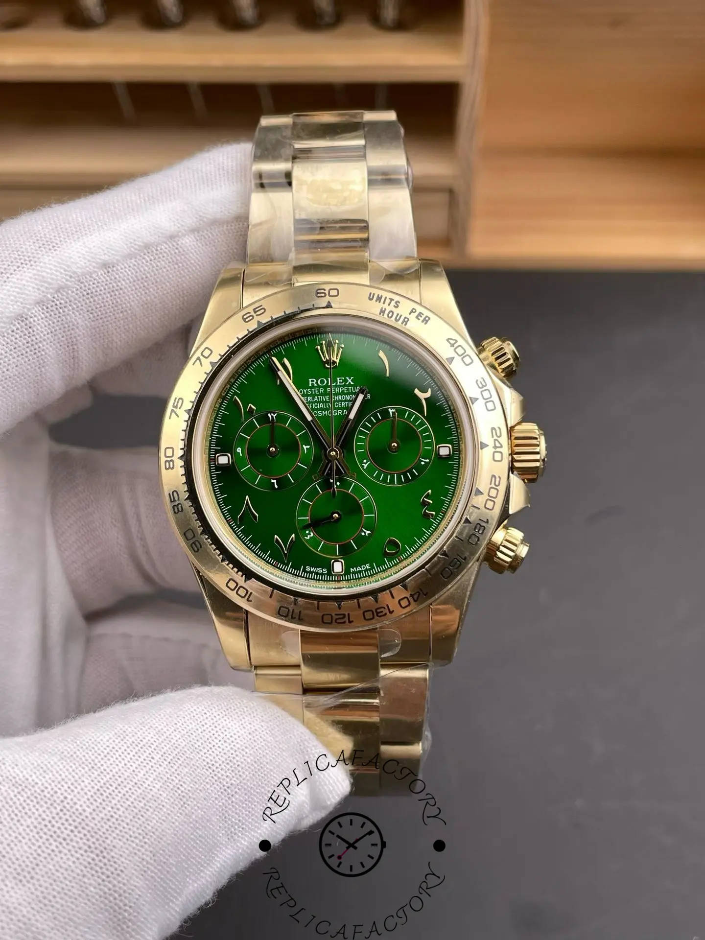 1:1 Clone Rolex Daytona 116508 Arabia Green Dial 4130 Movement - QualitySwissReplica