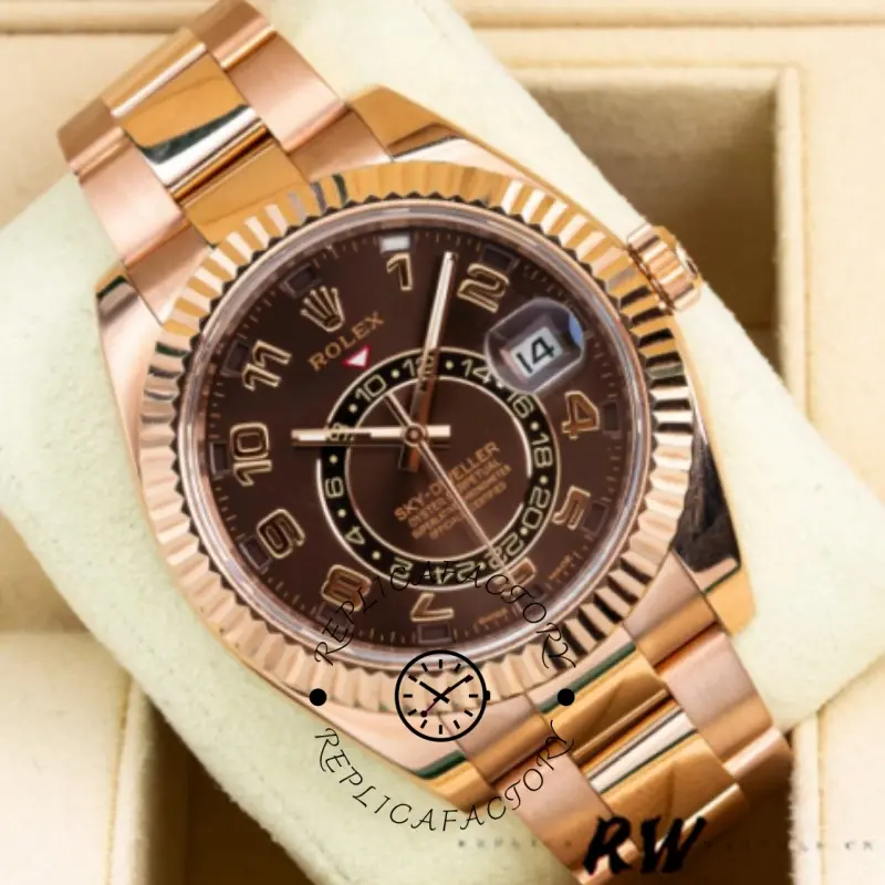 Rolex Sky-Dweller 326935 Everose Gold Chocolate Arabic Dial 42mm Mens Replica Watch - QualitySwissReplica