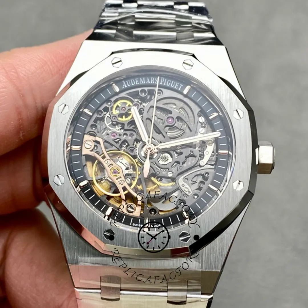 AP Royal Oak 41 Replicaa 15407ST.OO.1220ST.01 Double Balance Wheel Openworked - QualitySwissReplica