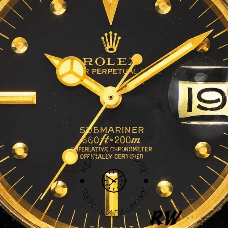 Rolex Submariner 1680/8 Black dial Yellow Gold 40mm Mens Replica Watch - QualitySwissReplica