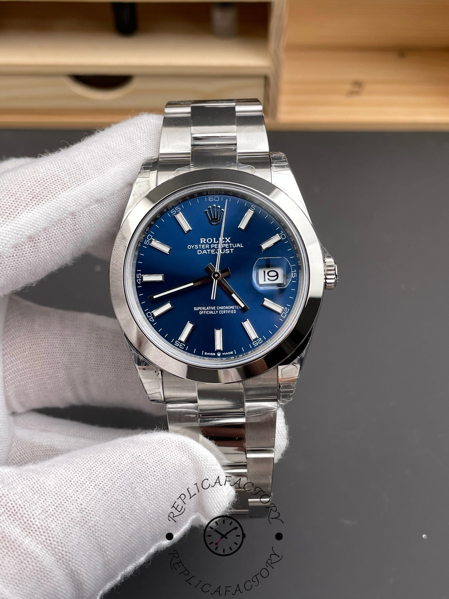 Rolex Datejust 41mm 126300-0001 Blue Dial Stainless Steel Oyster Bracelet Men's Replica Watch - QualitySwissReplica