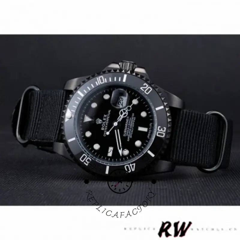 Rolex Submariner 622006 Black nylon strap Black Dial 40mm Mens Replica Watch - QualitySwissReplica