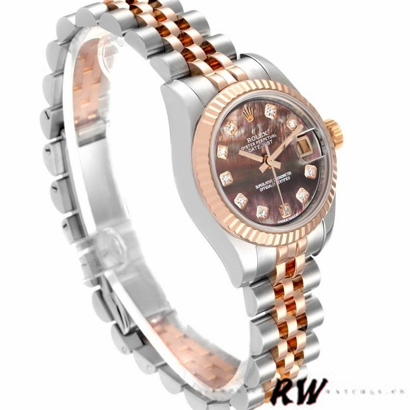Rolex Datejust 179171 Black Mother of Pearl Diamond Dial 26MM Lady Replica Watch - QualitySwissReplica