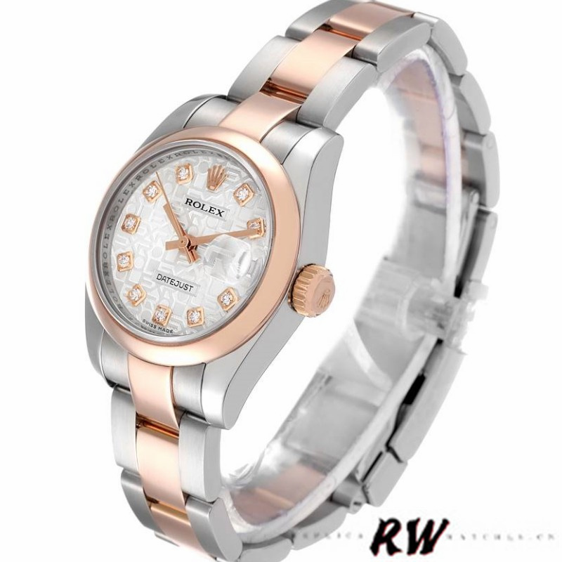 Rolex Datejust 179161 Stainless Steel and Everose Gold Silver jubilee anniversary Dial 26MM Lady Replica Watch - QualitySwissReplica