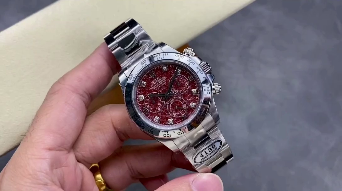 Rolex Cosmograph Daytona 40MM White Gold Rare Rubellite Dial 116509 Men's Watch - QualitySwissReplica