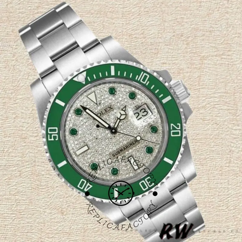 Rolex Submariner 116610 Diamond Paved Dial Automatic 40mm Mens Replica Watch - QualitySwissReplica