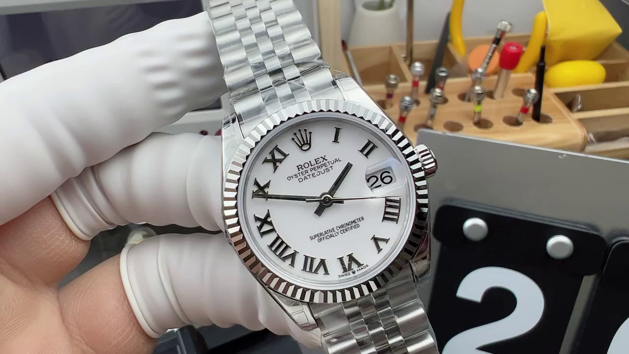 Rolex Datejust 31 White Roman Dial Fluted Bezel Jubilee 278274 0010 Ladies Watch - QualitySwissReplica