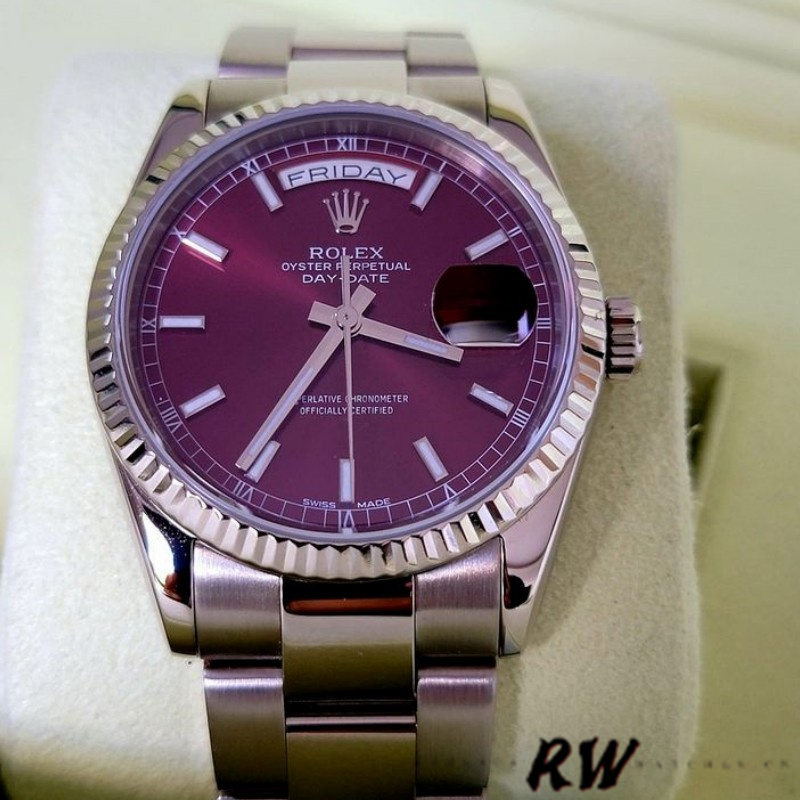 Rolex Day-Date 118239 Cherry Dial white gold 36mm Lady Replica Watch - QualitySwissReplica