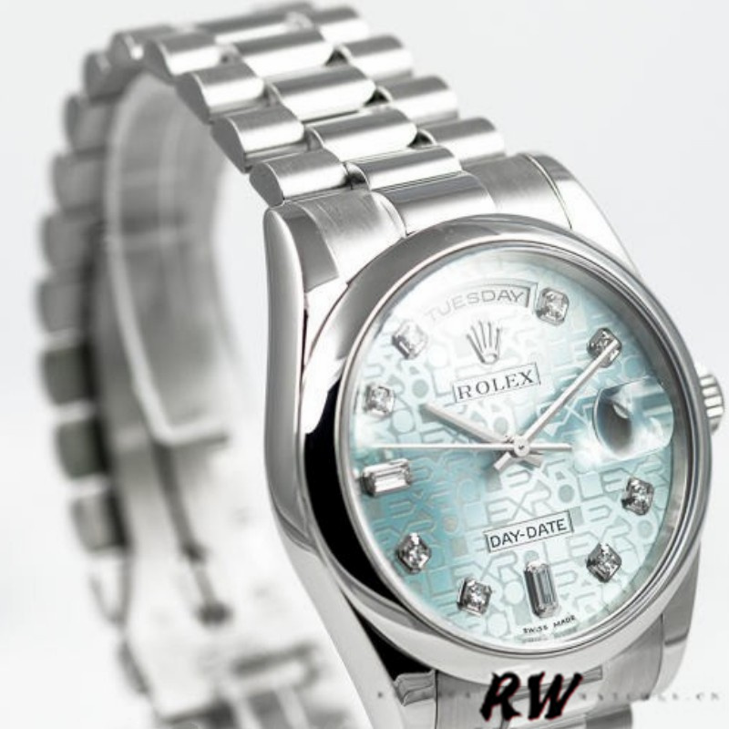 Rolex Day-Date 118206 Ice Blue Diamonds Dial 36mm Unisex Replica Watch - QualitySwissReplica