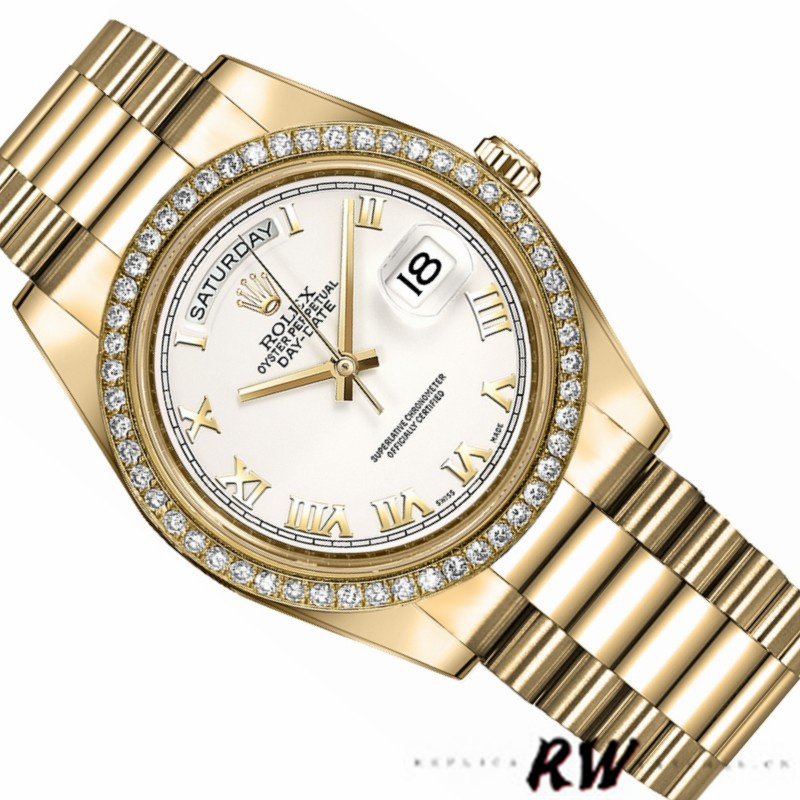 Rolex Day-Date 218348 White Roman Dial 41MM Mens Replica Watch - QualitySwissReplica