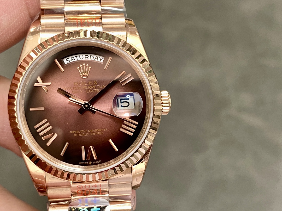 Rolex Day Date 128235 0075 Brown Ombré Roman Dial 36mm - QualitySwissReplica