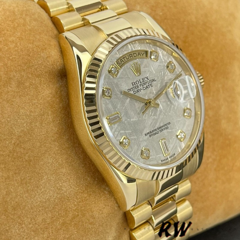 Rolex Day-Date 118238 Diamond Meteorite Dial 36mm Unisex Replica Watch - QualitySwissReplica