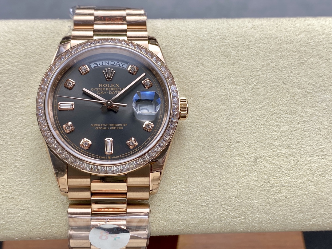 Rolex Day-Date 128345RBR Slate Dial Everose Gold 36MM Unisex Replica Watch - QualitySwissReplica