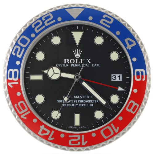 Rolex GMT Master Blue and Red Wall Clock - QualitySwissReplica