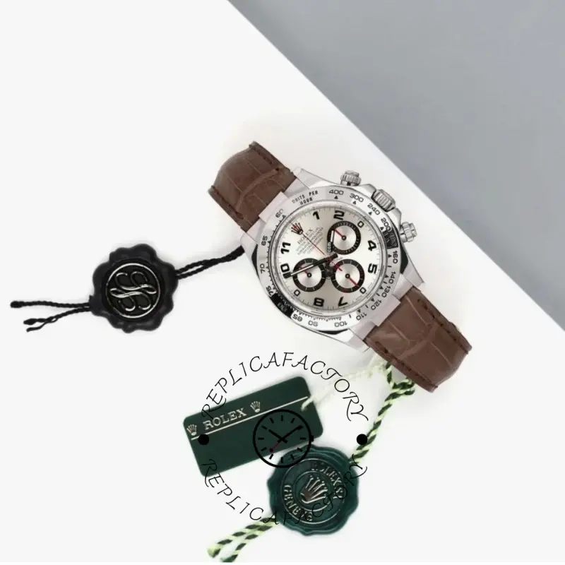 Rolex Daytona 116519 White Gold Racing Dial Brown Leather strap 40mm Mens Replica Watch - QualitySwissReplica