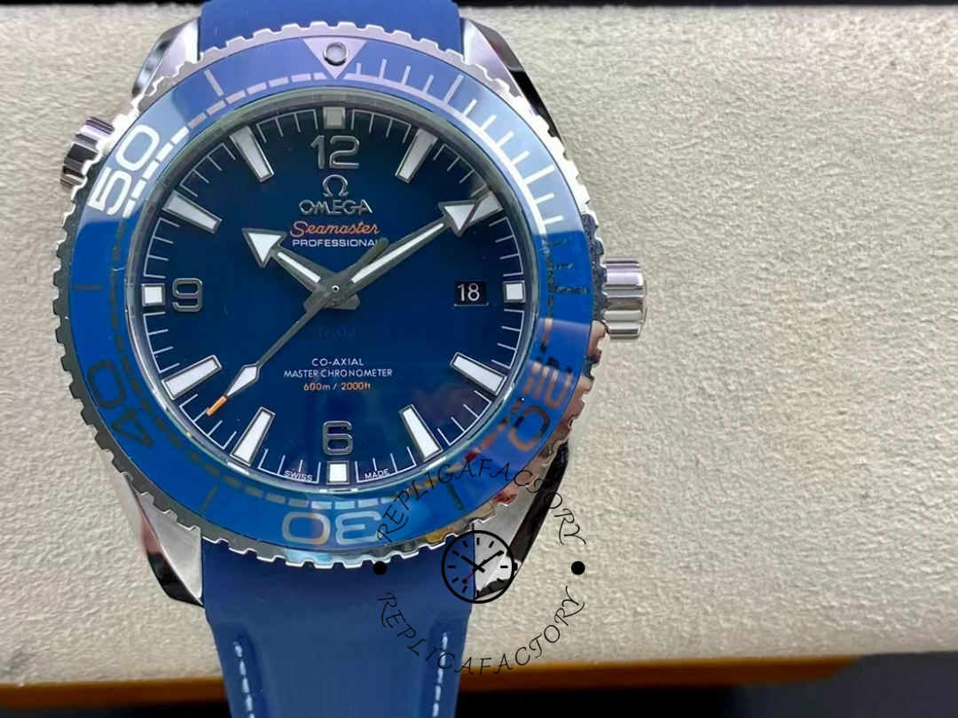 Omega Seamaster Planet Ocean Blue Rubber Strap 215.30.44.21.03.001 Replica - QualitySwissReplica