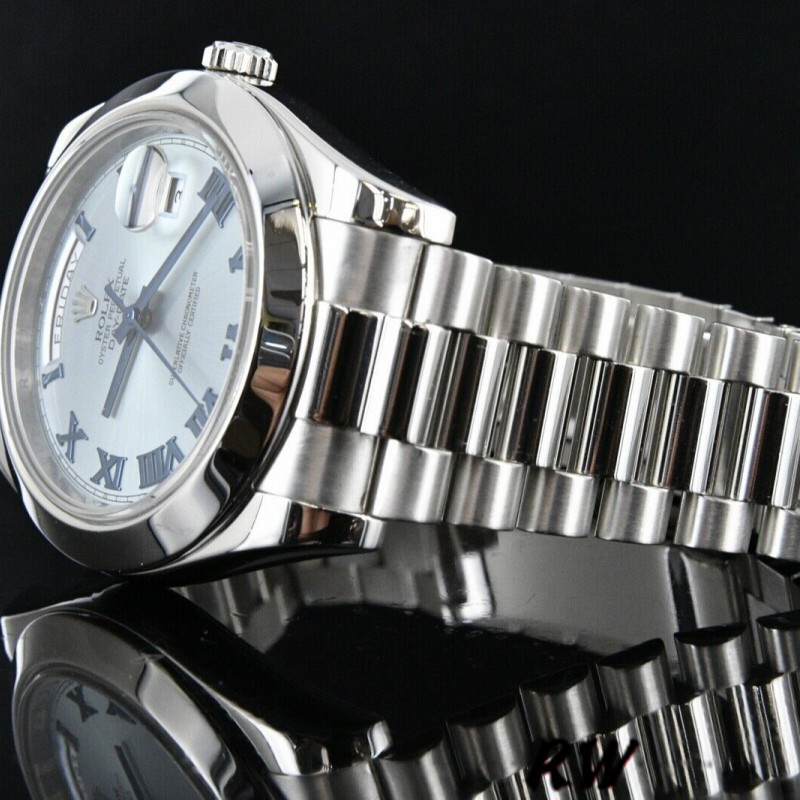Rolex Day-Date 218206 Ice Blue Dial Platinum 41MM Mens Replica Watch - QualitySwissReplica